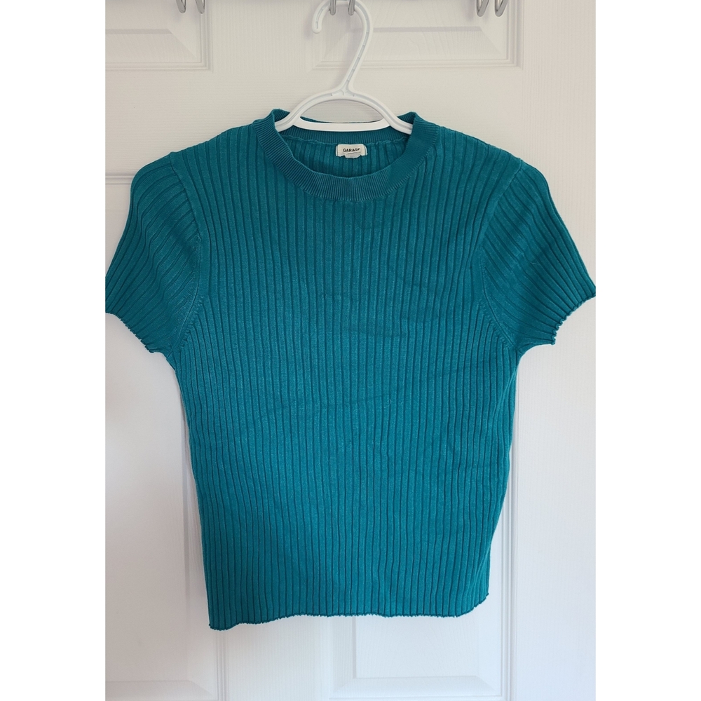 NWOT Garage Teal Ribbed Knit Top